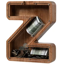 Piggy Bank for Kids Boys Girls, Wooden Large Letter Piggy Bank Alphabet Money...