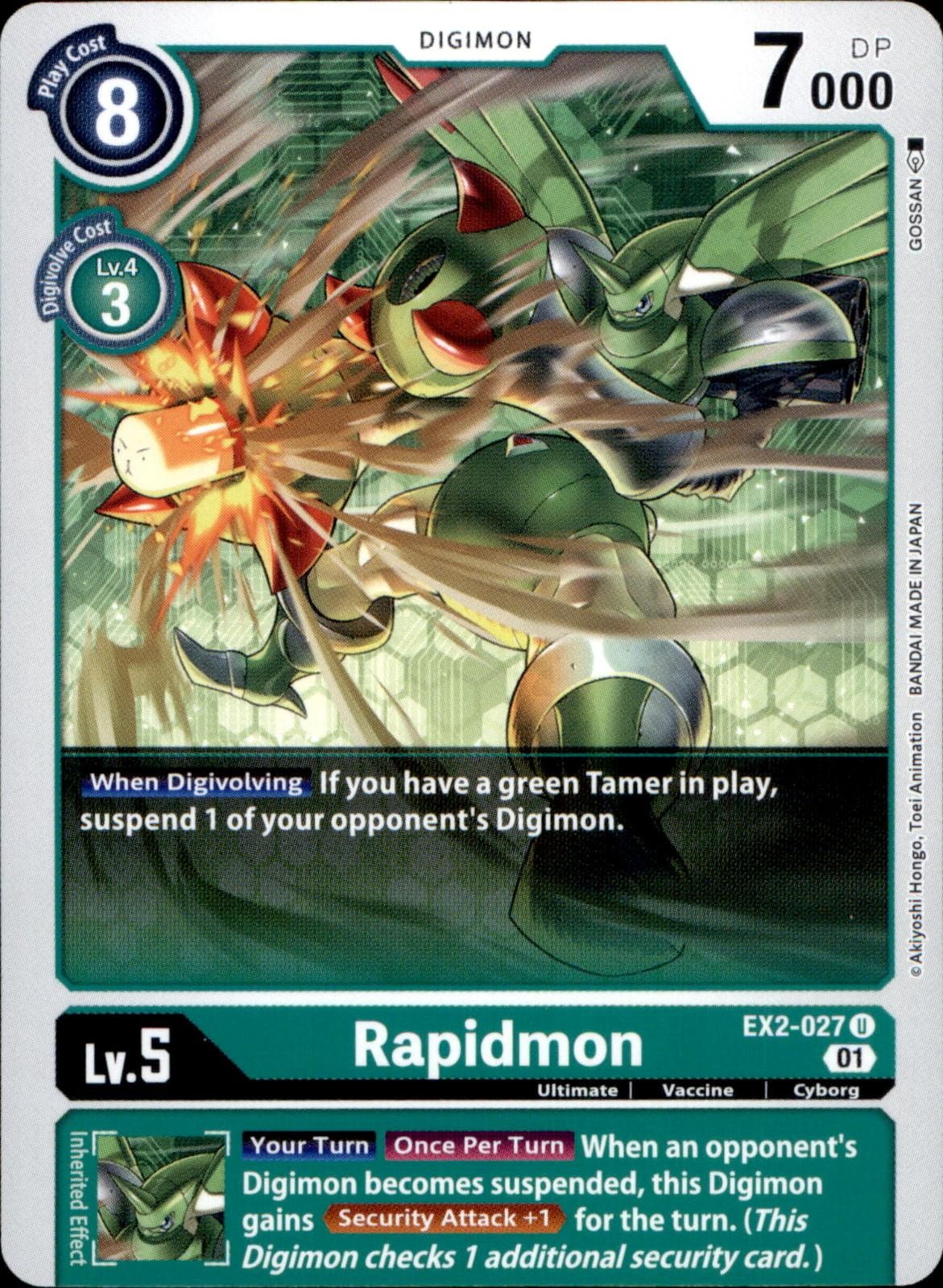 Rapidmon EX2-027 U Uncommon Digital Hazard Digimon Near Mint