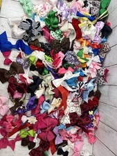 190 Handmade Hair Bow Lot NEED CLIPS Multi Size Color Ribbon DIY Ready to Finish