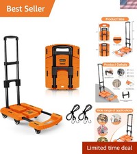 Compact Folding Dolly Cart - 500lbs Load Capacity with 6 Wheels for Travel