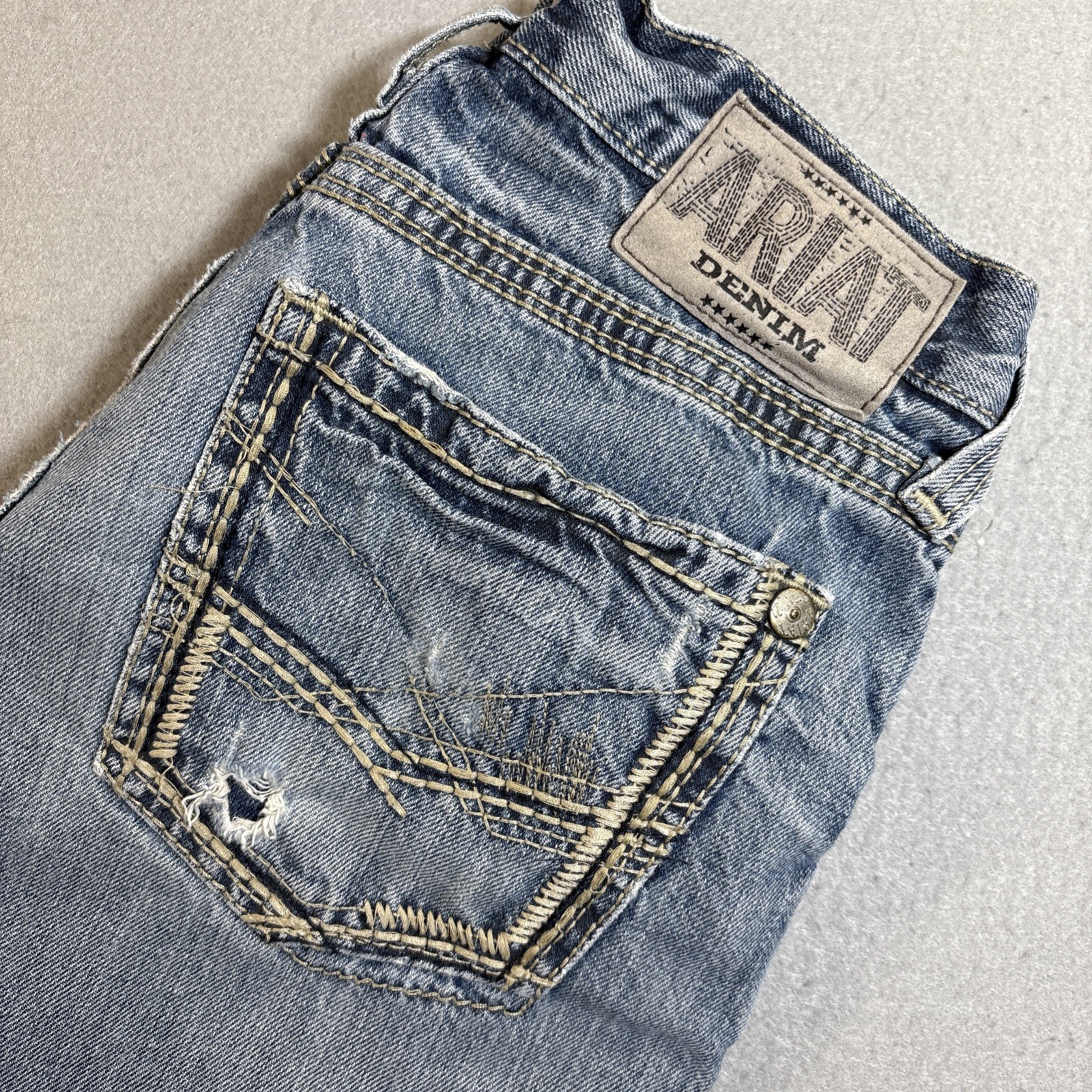 Mens 28x34 Blue Cowboy Distressed