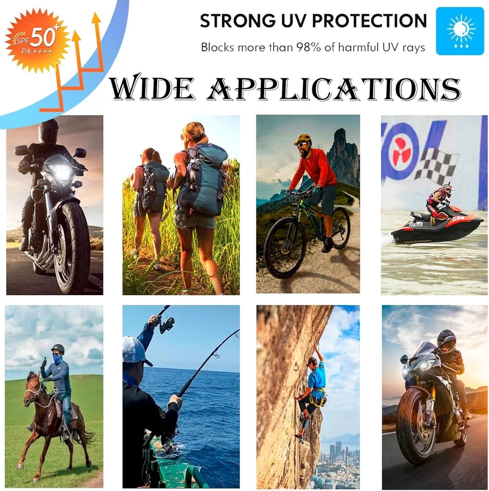 9 piezas Prendas para la cabeza Cuello Polaina para mujeres Tubo de pasamontañas UV Máscara Facial Diadema Hombres...  Foto 2 de 4