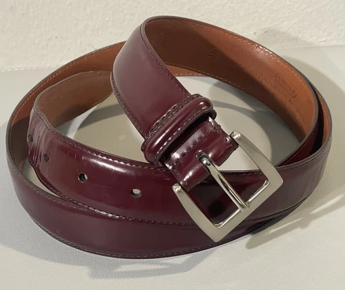 Cintura uomo Coach vintage elegante mogano pelle marrone fibbia ottone classica 40 100 cm