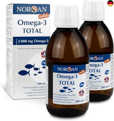 NORSAN Premium Omega 3 Fischöl Total Naturell hochdosiert 2er Pack (2x 200 ml) 
