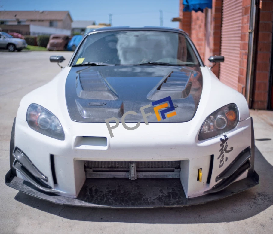 Capó delantero de disipación de calor perforado de fibra de carbono real para Honda S2000 Foto 4 de 4