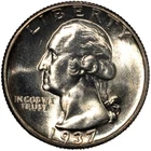 1937-D Washington Silver Quarter 25c Denver GEM Brilliant Uncirculated BU+