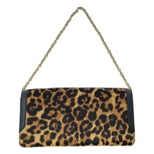 Lauren Ralph Lauren Leopard Haircalf Leather Chain Bag Black Brown Gold Japan