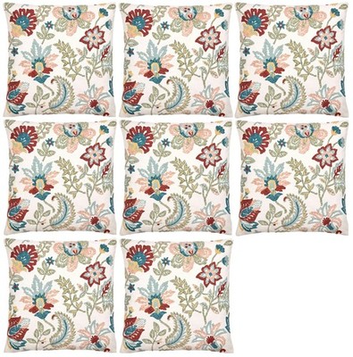 Luxus Bestickt Blumen Gefüllt Kissen Sofa Dekokissen Baumwolle 43x43cm Grün 8 Teile