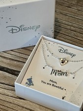 Disney 2pc Silver-Plated Enamel  Rhinestone Dangle Charm Necklace Set, BNIB