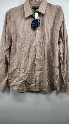 Jack Maverick Men's Beige Large Lightweight Brushed Twill Shirt NWT