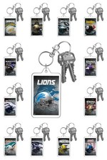 NFL Football Metallic Steel Design Helmet Team Logo Photo Keychain ID Badge Clip