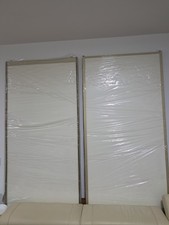Two beige sliding doors internal with tracks