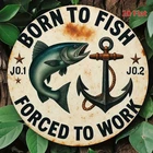 Vintage Fishing Work Wall Art Tin Metal Signs Home Décor 8x8 Rustic Iron with