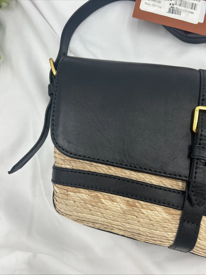 BOLSO ALTUZARRA 'WATERMILL' HOMBRO CUERO NEGRO SOLAPA RAFIA Foto 3 de 4