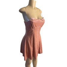 Women M Urban Outfitters Peaches Velvet Cami Spaghetti Strap Mini Dress Pink