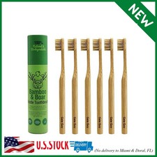 Gaia Guy Natural Bristle Bamboo Toothbrush NO Nylon - Boar Hair ONLY - Totally
