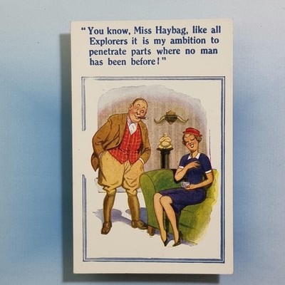 Freche Comic Spiel Jäger Letch Trophäe Postkarte um 1948 Donald Mcgill Künstler signiert