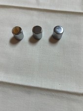 3 Small Chrome Knurled Flat Top Guitar Knobs for Split Shaft Pots