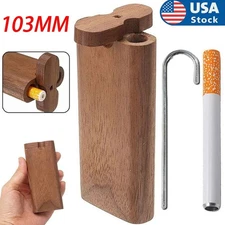 Wooden Dugout Pipe One Hitter Kit with Self Cleaning Metal Bat and Smoking Pipe