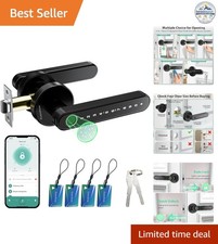 Smart Door Lock Keyless Entry Fingerprint Black Handle for Bedroom Apartment