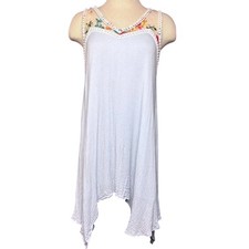Tassels N Lace Light Blue Embroidered Floral Tank Dress Festival Fairy  *READ