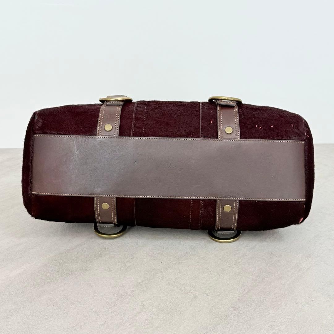COACH Chelsea Satchel Hand Bag Pony Haircalf Leather Turn Lock 