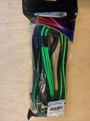 CableMod C-Series Pro ModMesh Sleeved 12V-2x6 90° Quad 8-Pin-60cm Green & Black