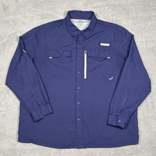 Realtree Fishing Shirt 2XL Blue Performance Button Up Vented Outdoors Utility