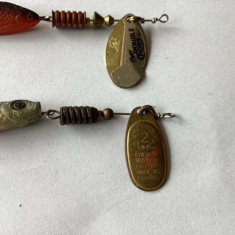 Lote de 2 señuelos de pesca Mepps Spinnerbait Softbait doble cruz cometa Foto 3 de 4
