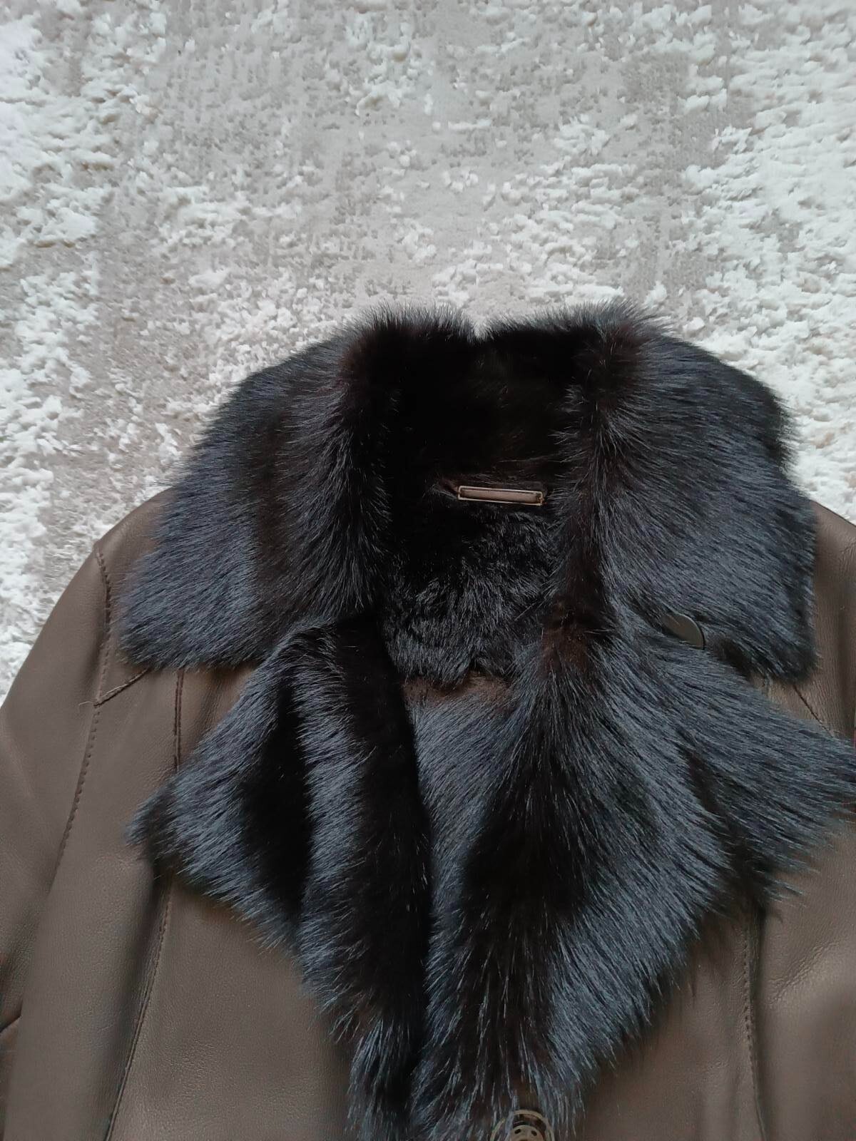 Brown leather Toscana sheepskin shearling coat belted  IT42