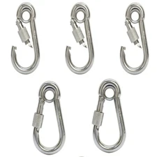 Spring Snap Hook w/ Eyelet & Screw 250 LB Cap 5 PC 1/4'' Marine Stainless Steel