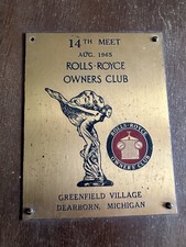 Vintage Wall Plaque Rolls Royce Owners Club 14th Meet 1965 Dearborn Michigan