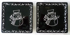 Set of 2, Signature, Square, Christmas Snowman 6.25 Inch, Dessert Plates