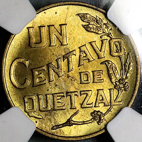 1943 NGC MS 63 Guatemala 1 Centavo Quetzal Bird Key Date Brass Coin (25022201C) - Picture 4 of 6