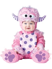 Lil Pink Monster Toddler Costume Lined Zippered Jumpsuit With Fur