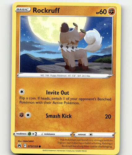 くらうん Pokémon TCG Rockruff Crown Zenith 073/159 Common NM/M | eBay