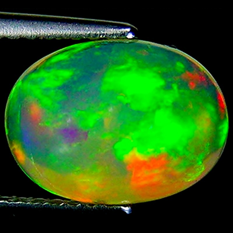 2.24 Ct Natural Ethiopian Cabochon Opal Gemstone Multi Color Oval Cut