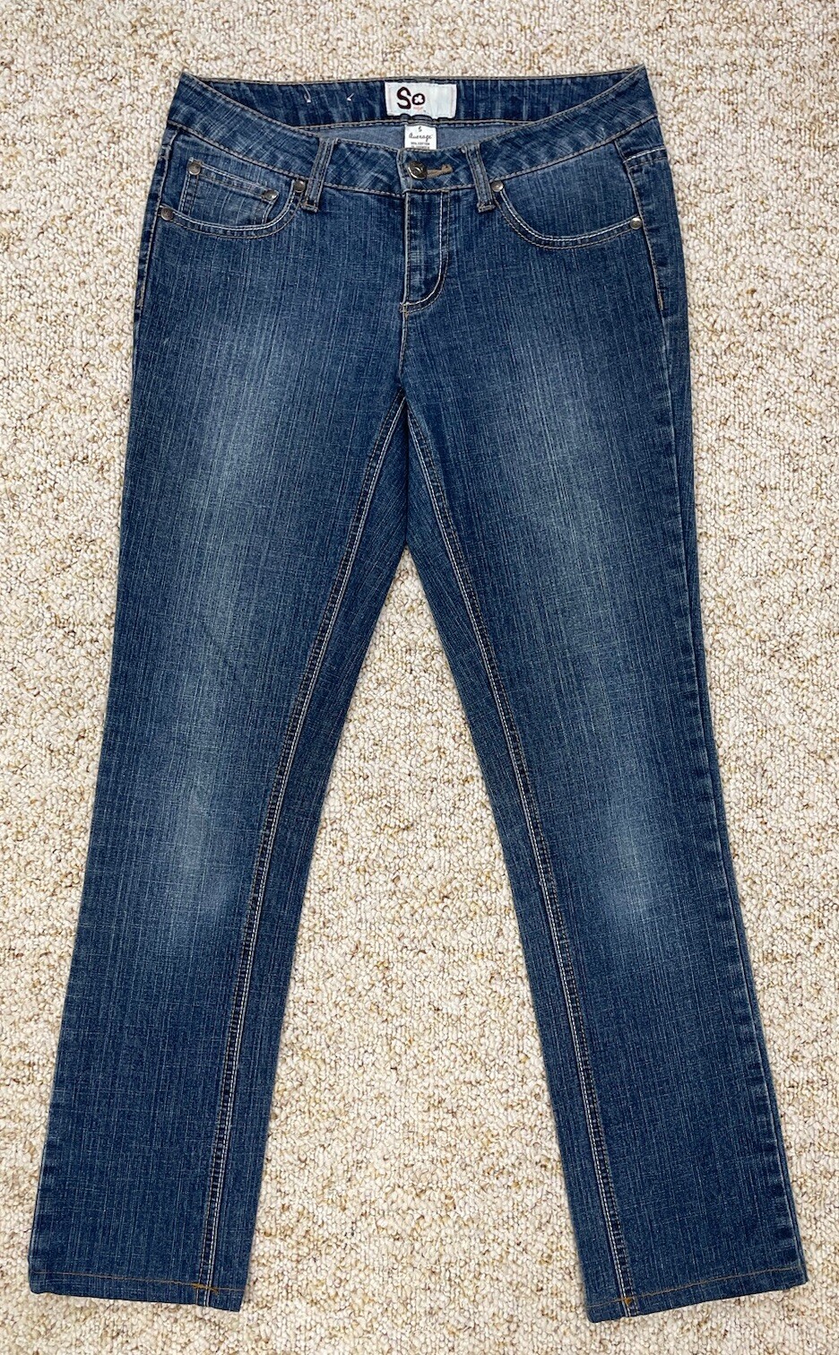 Juniors Size 5 Straight Leg Low Rise Embroidered Pockets (28