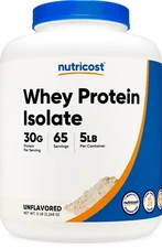 Nutricost Whey Protein Isolate (Unflavored) 5LBS - Protein Powder