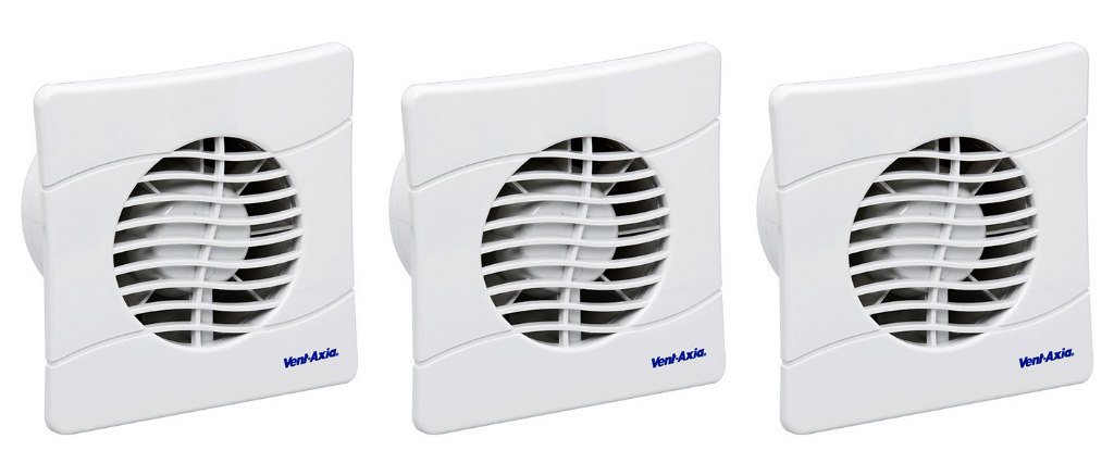 3 x VENT AXIA Bathroom / Toilet Extract Fans - 4"". Ultra slim profile