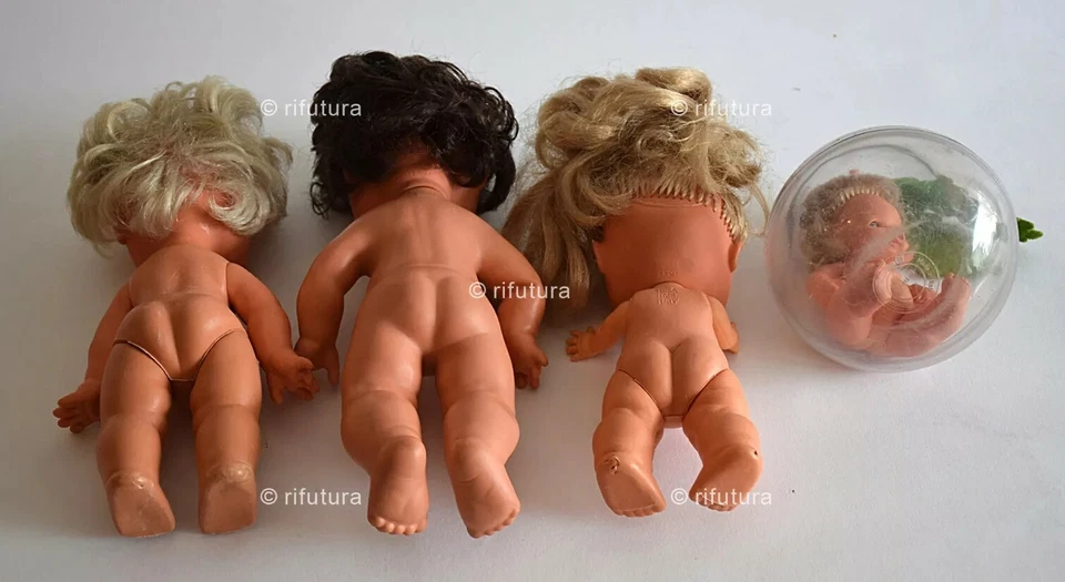 Lotto bambole vintage plastica Cacio nella Pera+3 Mini Furga h15/30/21/23cm-1Q5 - Immagine 2 di 4