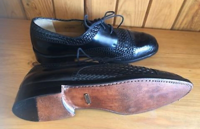 Mezlan SALINAS Black Woven Leather Genuine Crocodile Cap Toe 