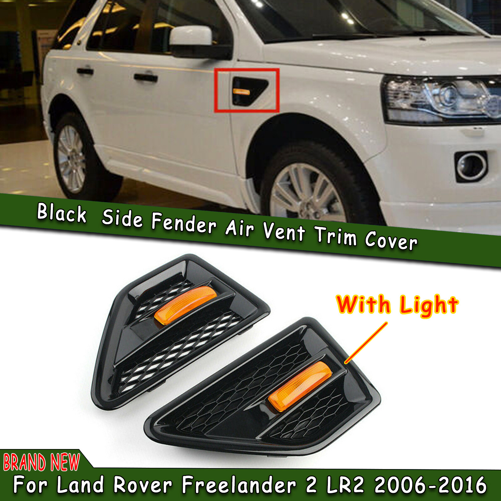 Side Air Flow Vent Fender Grille For Land Rover Freelander 2 Lr2 06 16 2pc M Ebay