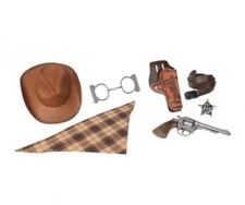 NEW Kids COWBOY Western Sheriff Cap Gun Holster 7pc Pretend Playset Costume