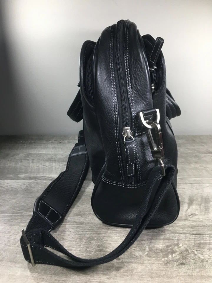 Franklin Covey Cuero Negro Bolso Mensajero Hombro Laptop Escuela Bolso Cartera Foto 4 de 4