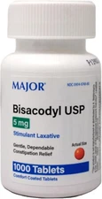Major Bisacodyl Stimulant Laxative 5 mg 1000 Coated Tablets SAME-DAY SHIP