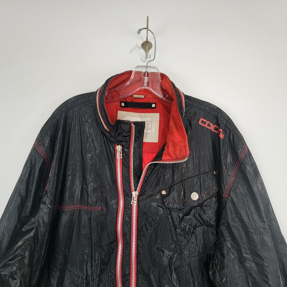 Coogi Track Jacket Size 3XL Logo Streetwear 69 Black Red Zippers