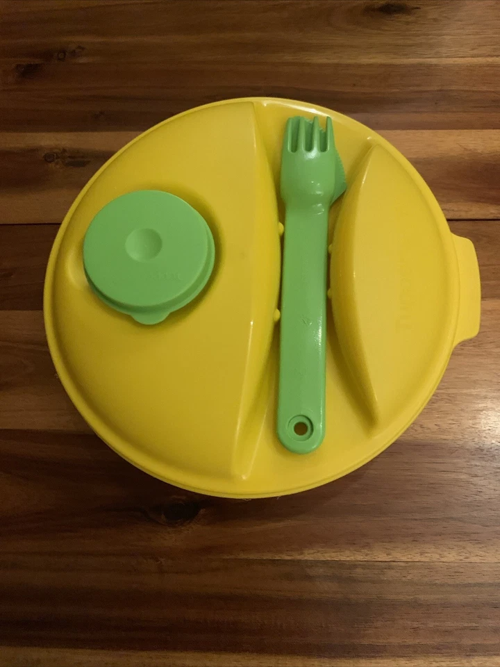 Tupperware To Go Salat&Go 1,5L Neongelb/Apfelgrün mit Besteck Dressingbecher - Bild 2 von 4