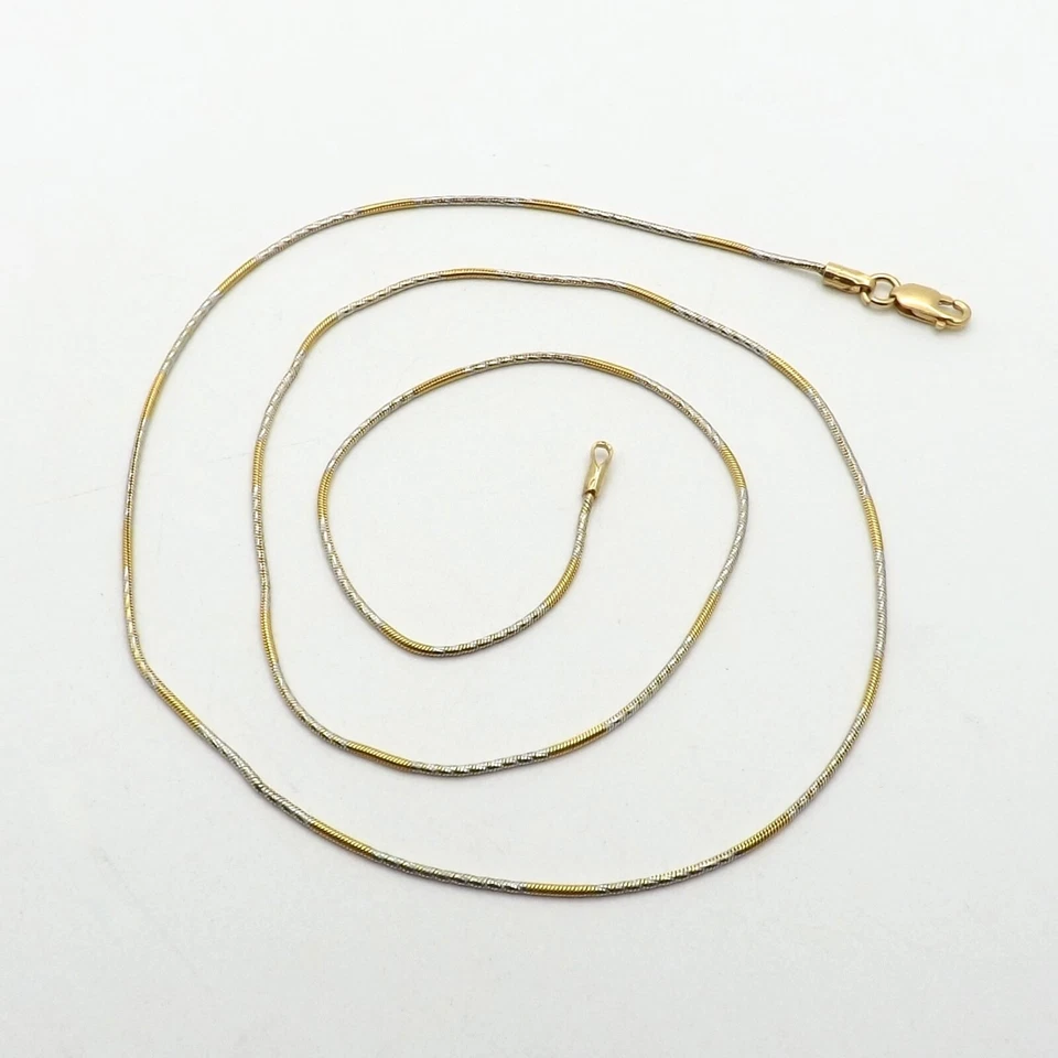 18k Gold Snake Link Pendant Chain Necklace Two Tone Diamond Cut 20in Italy 750 - Image 3 of 4