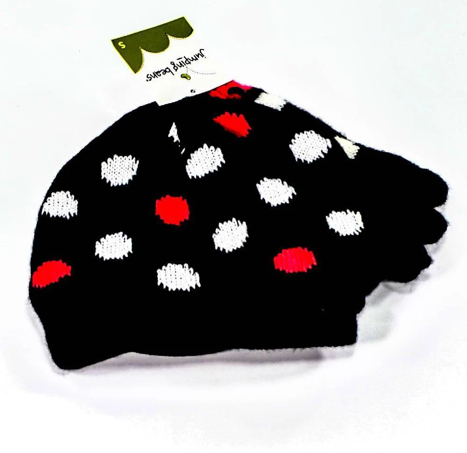 冬季跳豆儿童女孩豆豆帽和手套黑色粉红色 S 码全新 3060 — 第 2/4 张图片